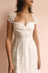 Rosary White Short Lace Bridal Dress | Boudoir 1861 model close up