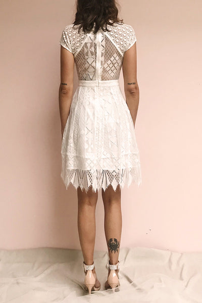 Rosary White Short Lace Bridal Dress | Boudoir 1861 model back