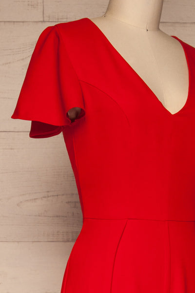 Rosenheim Red Jumpsuit | Combinaison | La Petite Garçonne side close-up