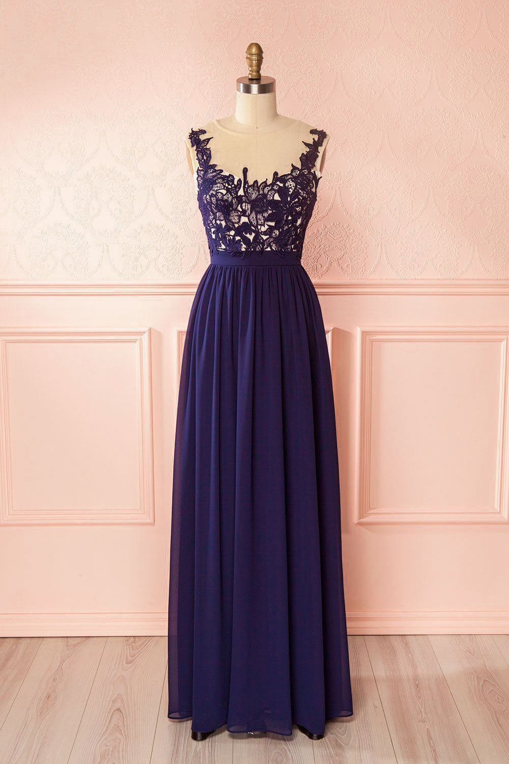 Roslin Saphir Navy Prom Gown With Lace Appliques | Boudoir 1861