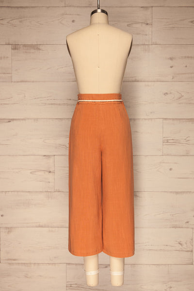 Rotello Orange High-Waisted Cropped Pants | La petite garçonne back view