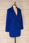 Roubaix Blue Straight Double-Breasted Coat | La petite garçonne side view