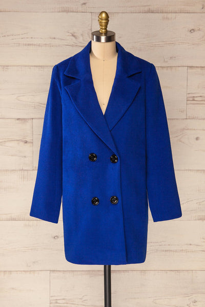 Roubaix Blue Straight Double-Breasted Coat | La petite garçonne