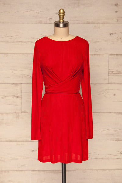 Rouvroy Red Party Dress | Robe Rouge front view | La Petite Garçonne
