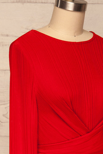 Rouvroy Red Party Dress | Robe Rouge side close up | La Petite Garçonne