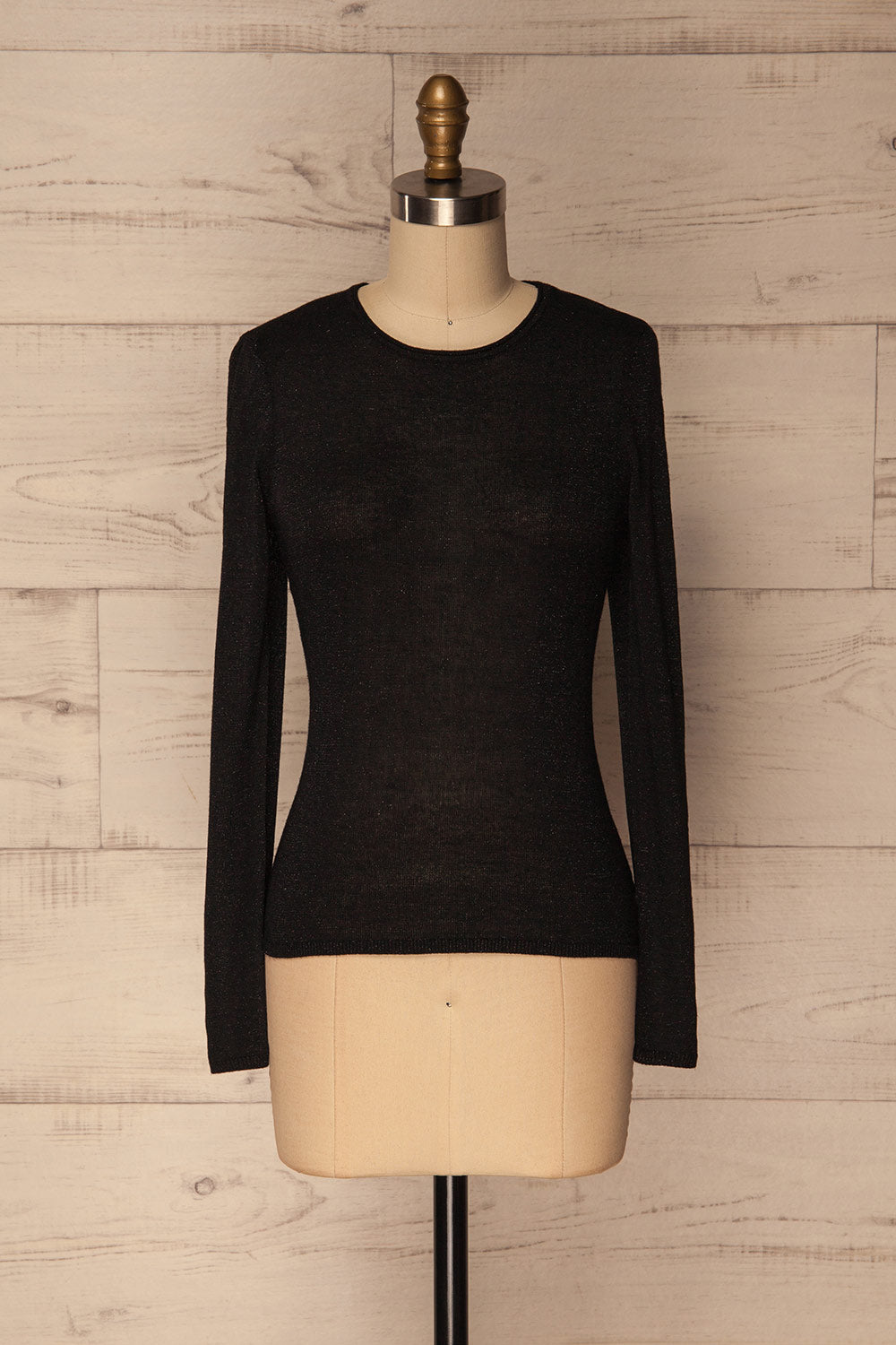 Rozan Black Long Sleeves Glitter Knit Top | La Petite Garçonne