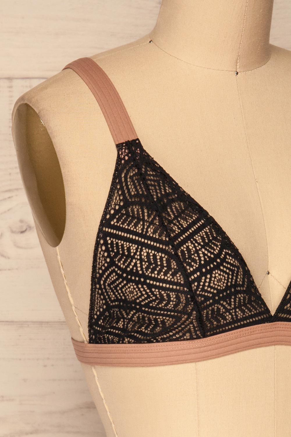 Rozena Black Lace Triangle Bralette | La Petite Garçonne Chpt. 2 side close-up