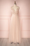 Ruan Blush Pink Embroidered Ribbon Tulle Prom Dress | Boutique 1861