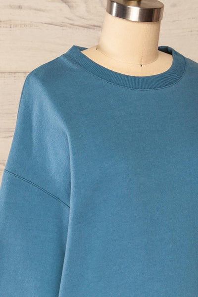 Ruby Crewneck Blue Oversized Sweater | La petite garçonne side close up