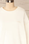 Ruby Crewneck White Oversized Sweater | La petite garçonne front close up