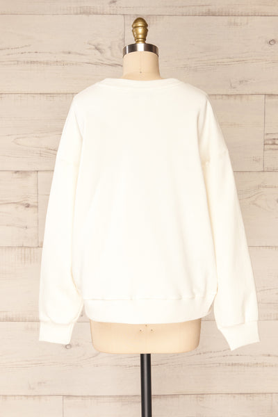 Ruby Crewneck White Oversized Sweater | La petite garçonne back view