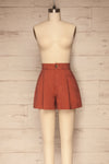 Ruciane Rust Orange High-Waisted Shorts | La petite garçonne front view