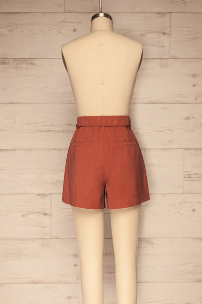 Ruciane Rust Orange High-Waisted Shorts | La petite garçonne back view