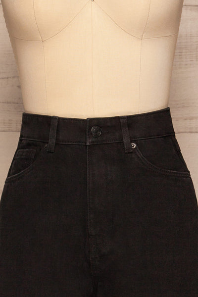 Rucka Black High-Waisted Flare Jeans front close up | La petite garçonne