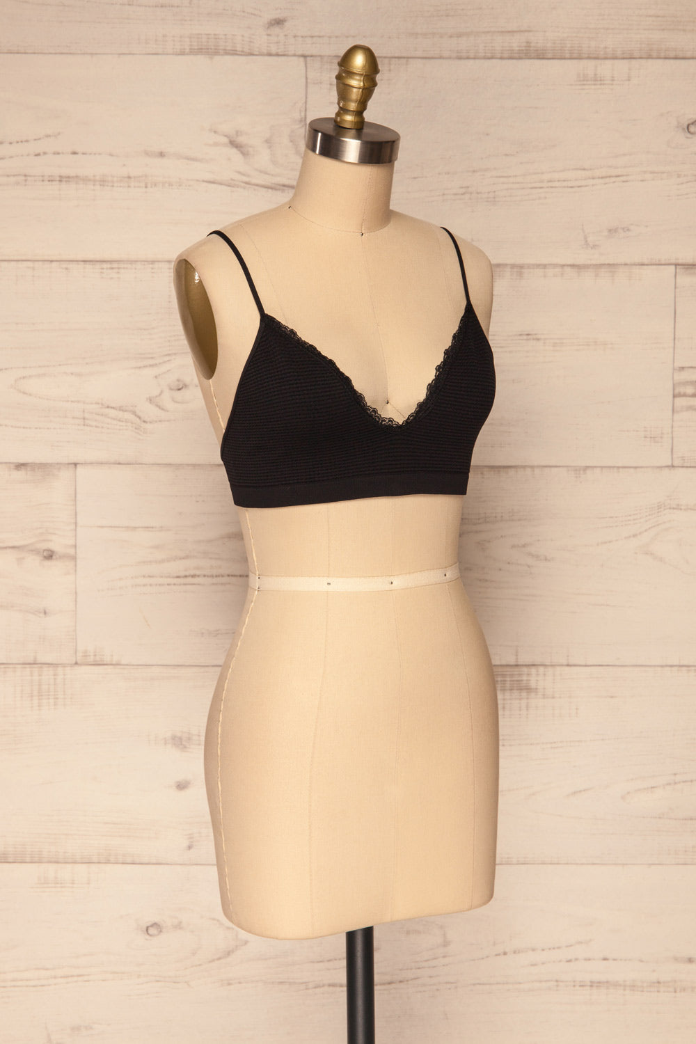 Rumia Black Lace Neckline Bralette | La petite garçonne side view