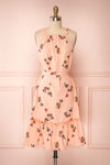 Ruslana Pink Floral Flared Halter Summer Dress | Boutique 1861 front view