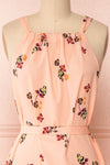 Ruslana Pink Floral Flared Halter Summer Dress | Boutique 1861 front close-up