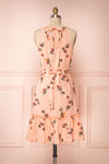 Ruslana Pink Floral Flared Halter Summer Dress | Boutique 1861 back close-up