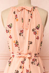 Ruslana Pink Floral Flared Halter Summer Dress | Boutique 1861 back view