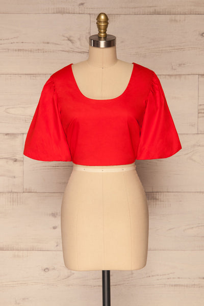 Rydzyna Red Short-Sleeved Crop Top | La petite garçonne front view
