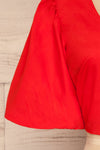Rydzyna Red Short-Sleeved Crop Top | La petite garçonne sleeve