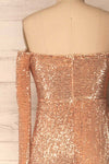 Ryn Champagne Bronze Sequin Bustier Mermaid Gown | La Petite Garçonne back close-up