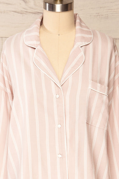 Set Diubesland Pink Ligned Pyjama Set | La petite garçonne front close up top