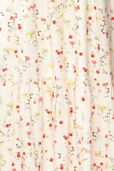 Sagaritis White Floral Puffy Sleeve Maxi Dress | Boutique 1861 fabric