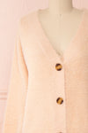 Sakura Light Pink V-Neck Button-Up Cardigan | Boutique 1861 front close-up