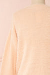 Sakura Light Pink V-Neck Button-Up Cardigan | Boutique 1861 back close-up