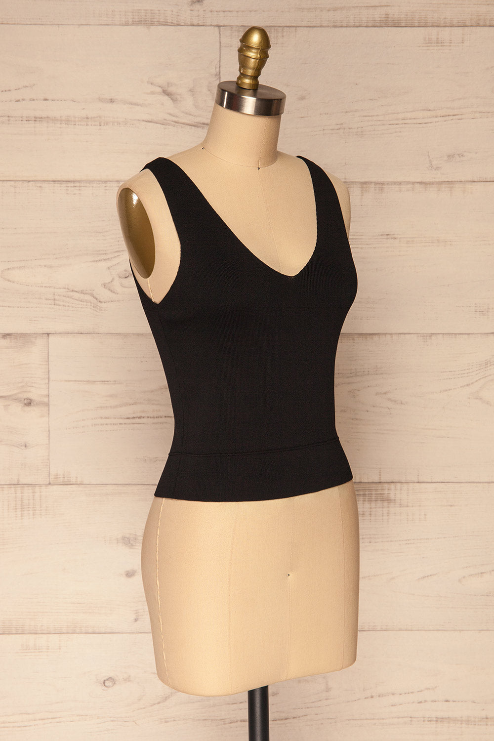 Salma Black V-Neck Knitted Cami | La petite garçonne  side view 