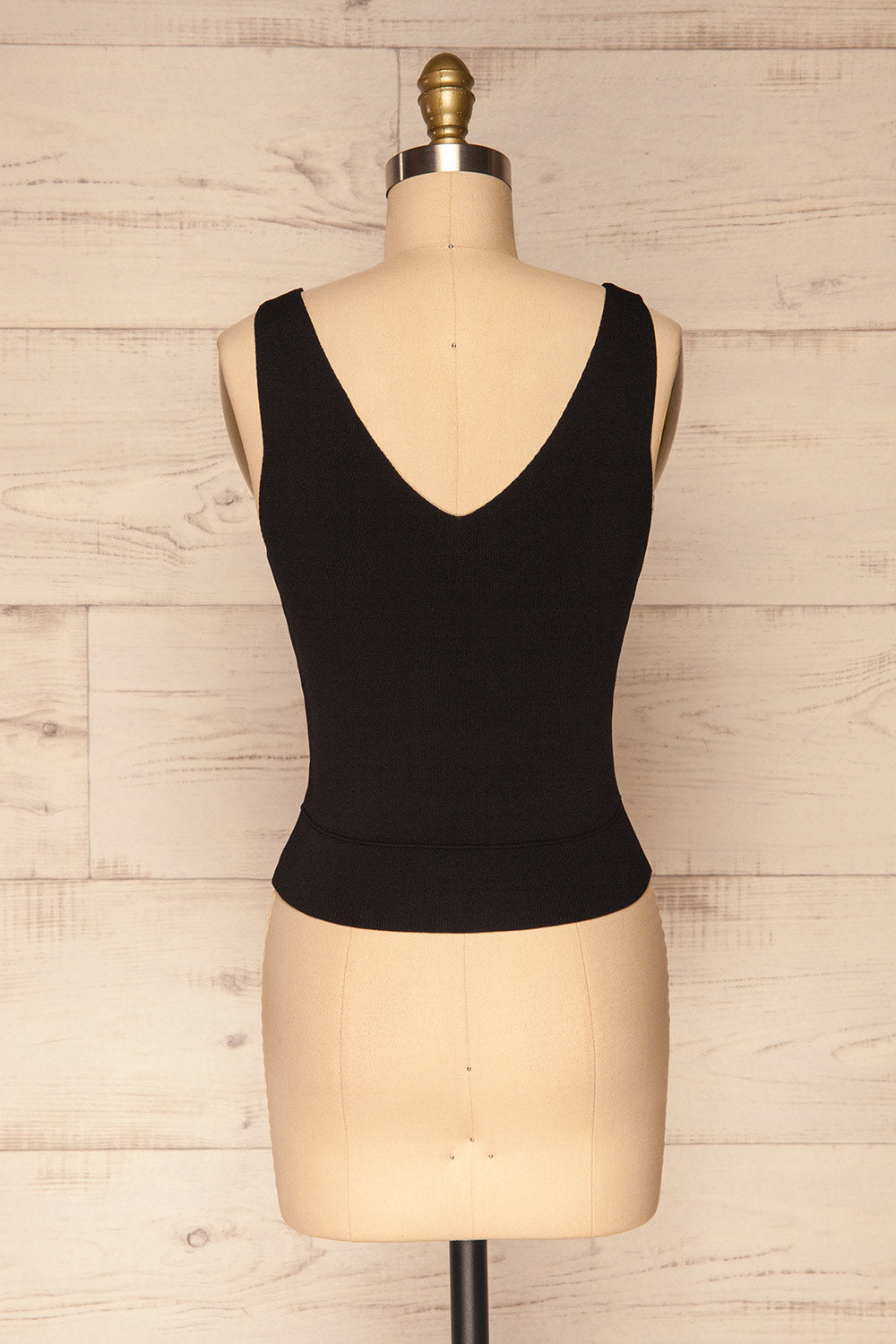 Salma Black V-Neck Knitted Cami | La petite garçonne  back view 