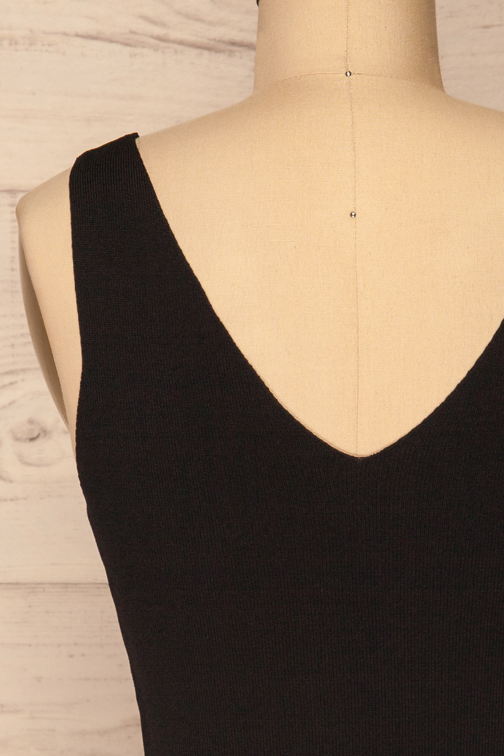 Salma Black V-Neck Knitted Cami | La petite garçonne  back close-up