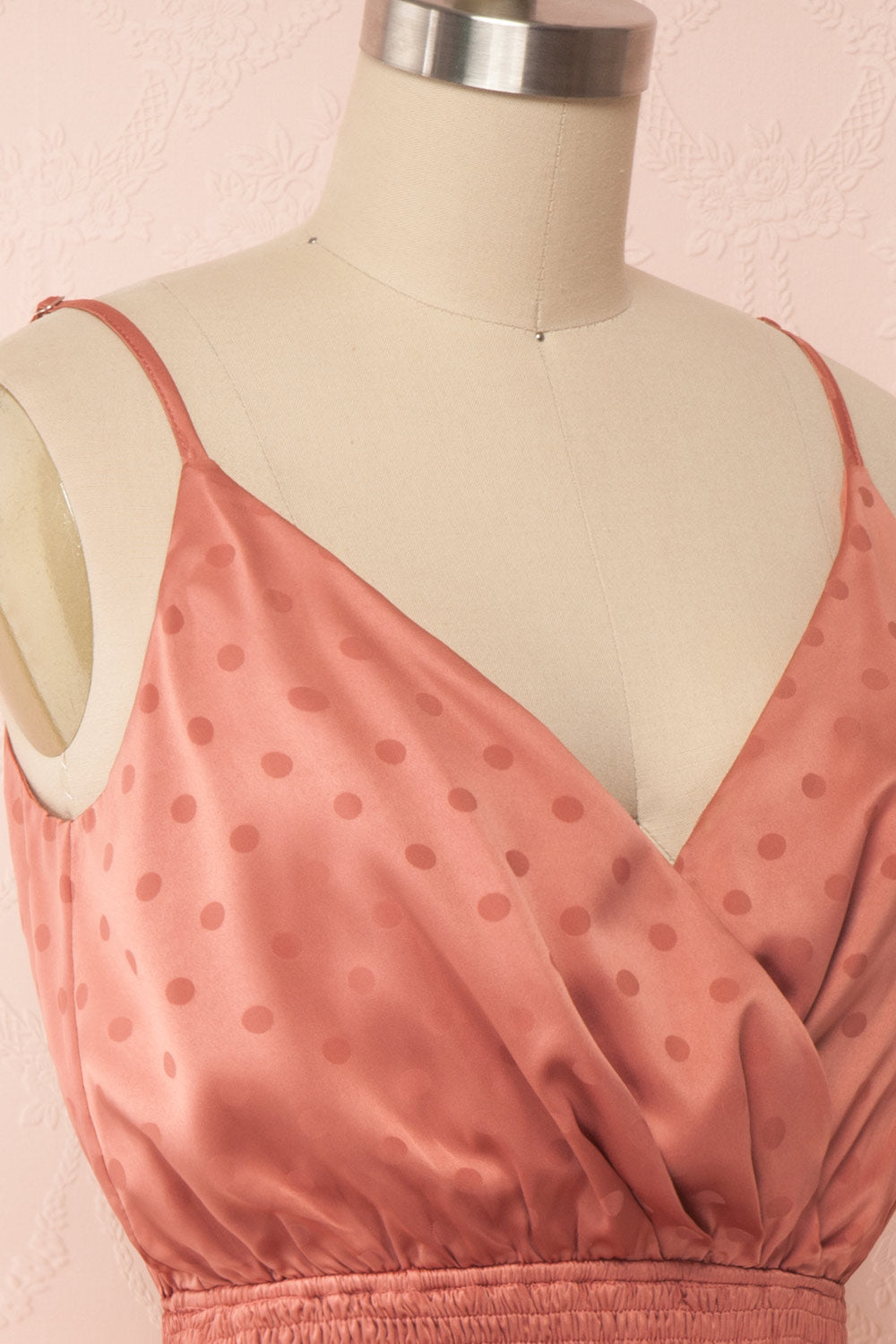 Salonie Rosegold Dotted Short Dress | Boutique 1861 side close up