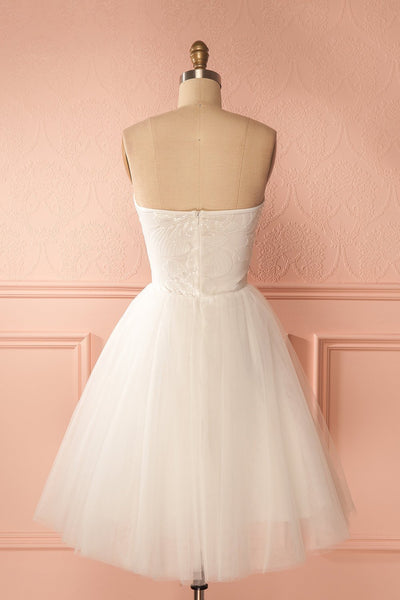 Salvanie - White bustier sequined bridal dress with tulle skirt