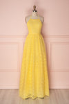 Samadi Soleil Yellow Embroidered Maxi Gown front view | Boutique 1861