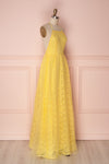 Samadi Soleil Yellow Embroidered Maxi Gown side view | Boutique 1861