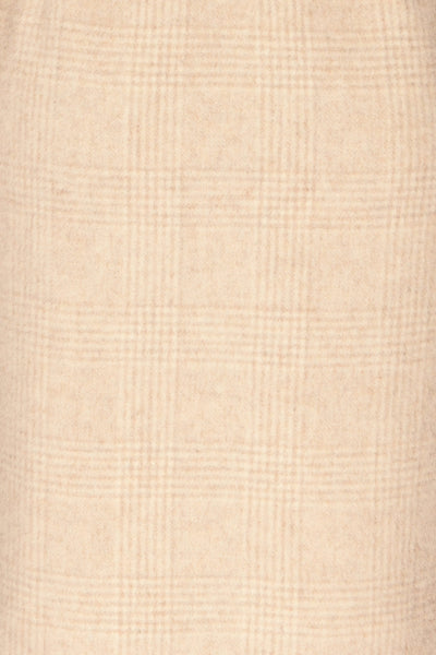 Samia Beige Checkered Felt Trench Coat | La Petite Garçonne fabric detail