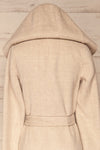 Samia Beige Checkered Felt Trench Coat | La Petite Garçonne back close-up hood
