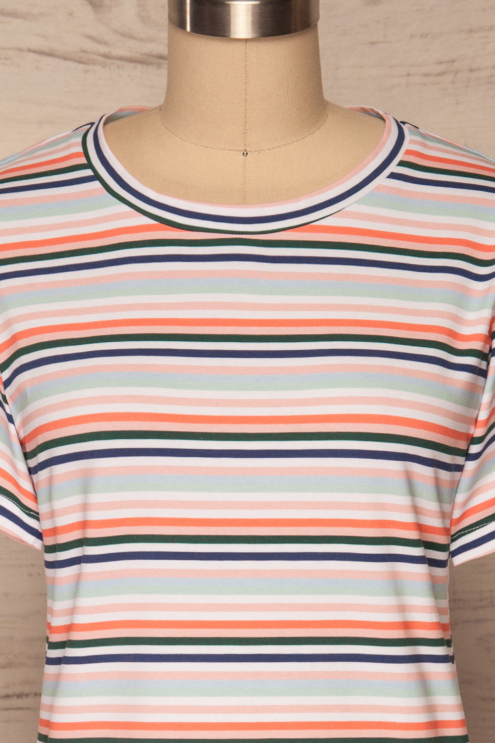 Sammia Striped T-Shirt Dress | La petite garçonne front close up