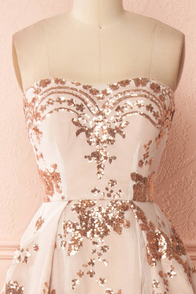Samsara Rose Gold Bustier Gown with Sequins | Boutique 1861