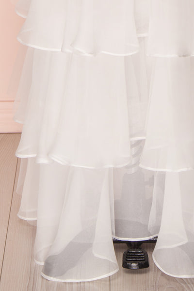 Sanetomi White Maxi Dress with Layered Chiffon Skirt | Boudoir 1861
