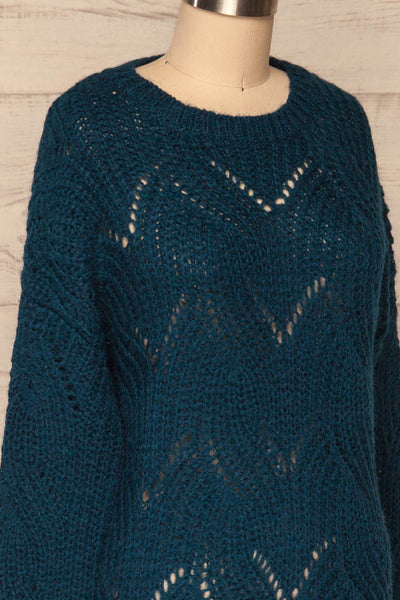 Saratov Midnight Blue Knit Sweater | La Petite Garçonne side close-up