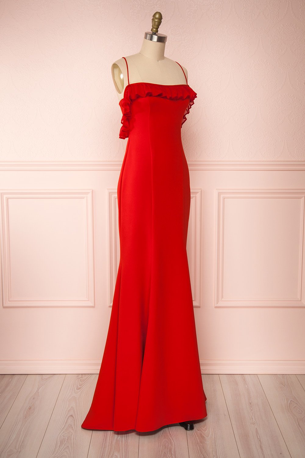 Sasha Red Mermaid Maxi Dress | Robe side view | Boudoir 1861