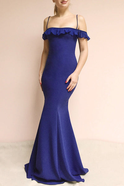 Sasha Royal Blue Mermaid Maxi Dress | Boudoir 1861 on model
