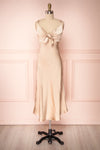 Sashiko Gold Beige Satin Midi Slip Dress | Boutique 1861