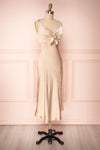 Sashiko Gold Beige Satin Midi Slip Dress | Boutique 1861