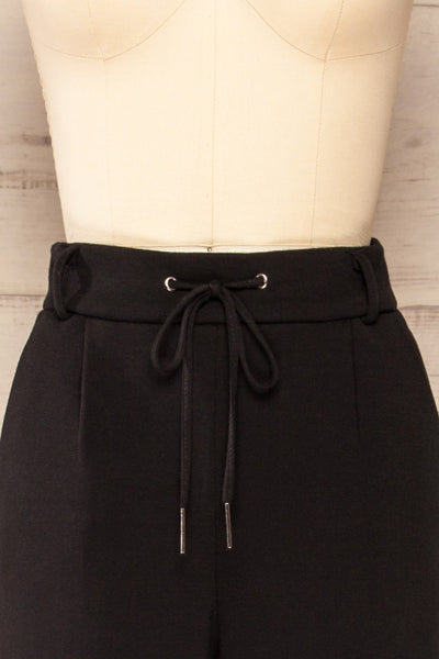 Sasso Black Adjustable Jogger pants With Pockets | La petite garçonne front close-up
