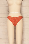 Satao Orange & Beige Lace & Mesh Tanga Panty | La Petite Garçonne front view