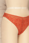 Satao Orange & Beige Lace & Mesh Tanga Panty | La Petite Garçonne side close-up